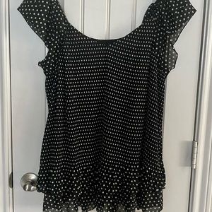 Black and white polka dot blouse size 2X